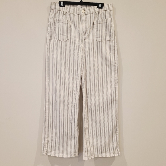 FRAME Denim Le Slim Palazzo Ivory Striped Jeans - Picture 2 of 10